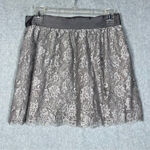J Crew New Years Silver Gray Floral Lace Silky Lined A Line Skirt Women Size 6